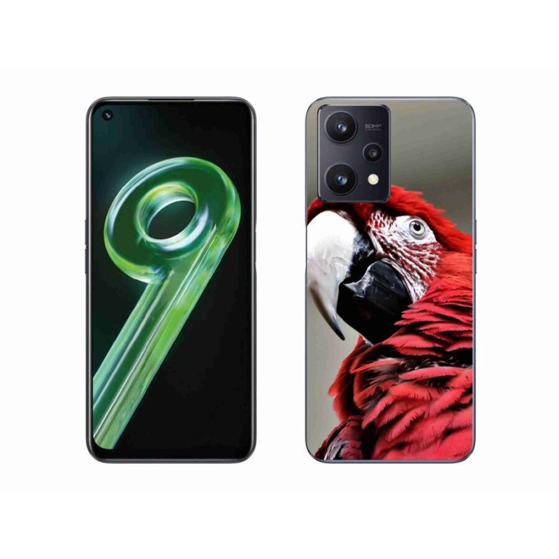 Gelový obal mmCase na mobil Realme 9 5G - papoušek ara červený