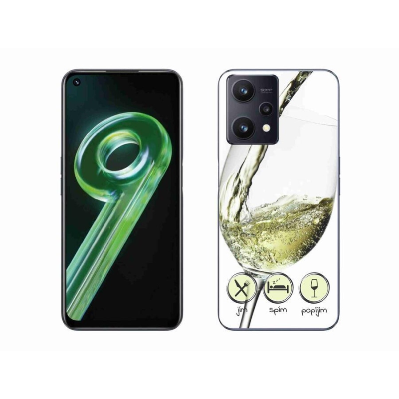 Gelový obal mmCase na mobil Realme 9 5G - sklenička vína bílé