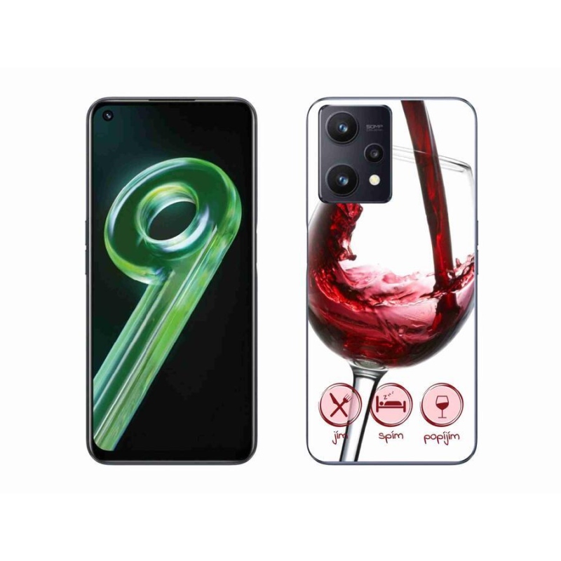 Gelový obal mmCase na mobil Realme 9 5G - sklenička vína červené