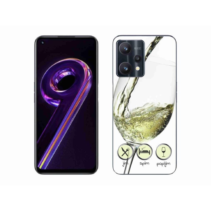 Gelový obal mmCase na mobil Realme 9 Pro 5G - sklenička vína bílé