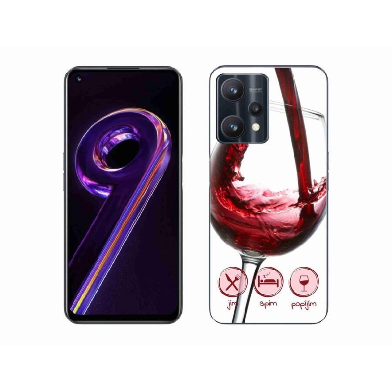Gelový obal mmCase na mobil Realme 9 Pro 5G - sklenička vína červené