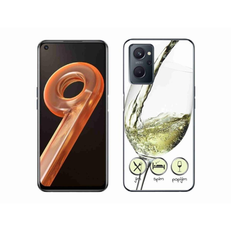 Gelový obal mmCase na mobil Realme 9i - sklenička vína bílé