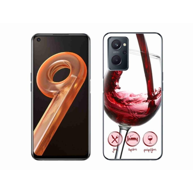 Gelový obal mmCase na mobil Realme 9i - sklenička vína červené