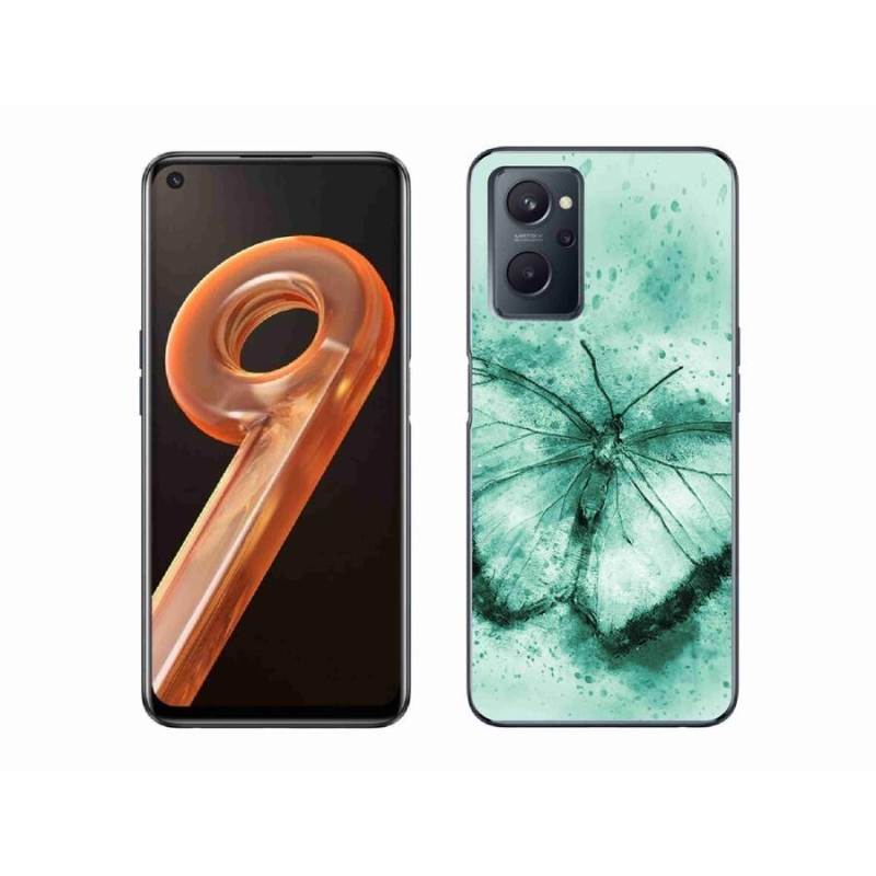 Gelový obal mmCase na mobil Realme 9i - zelený motýl