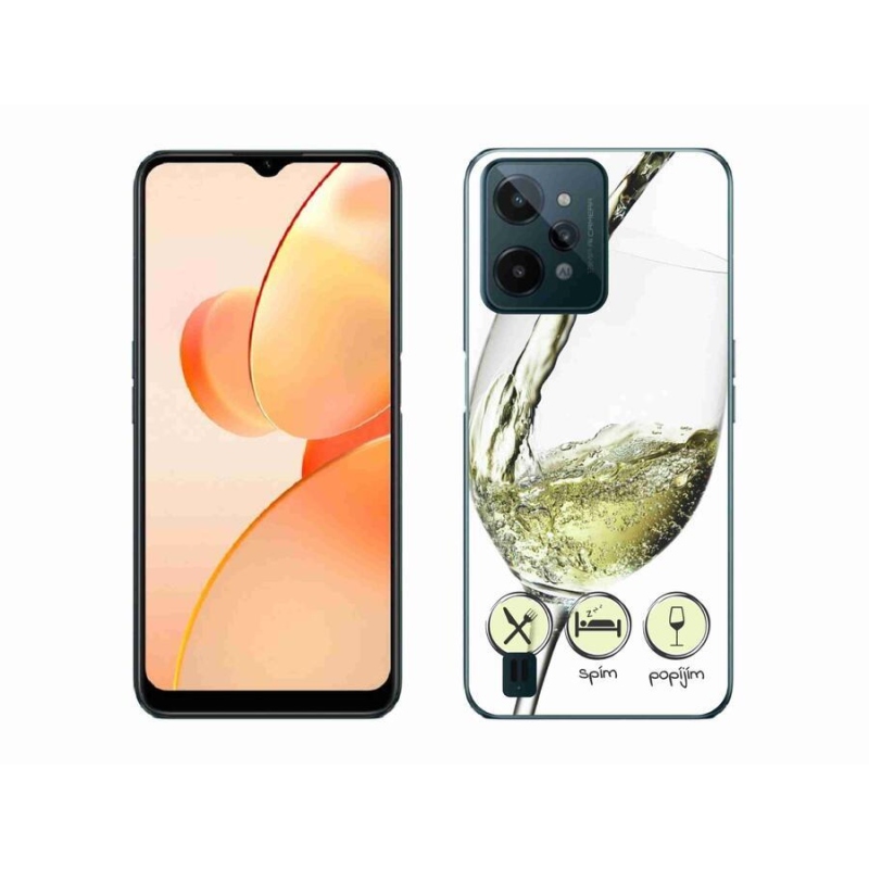 Gelový obal mmCase na mobil Realme C31 - sklenička vína bílé