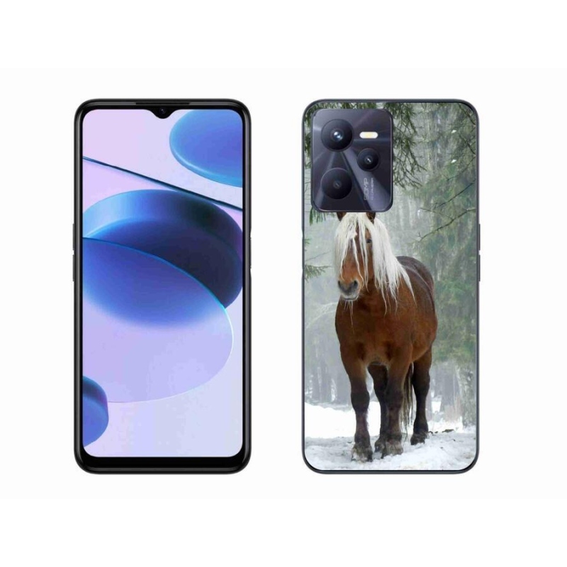 Gelový obal mmCase na mobil Realme C35 - kůň v lese