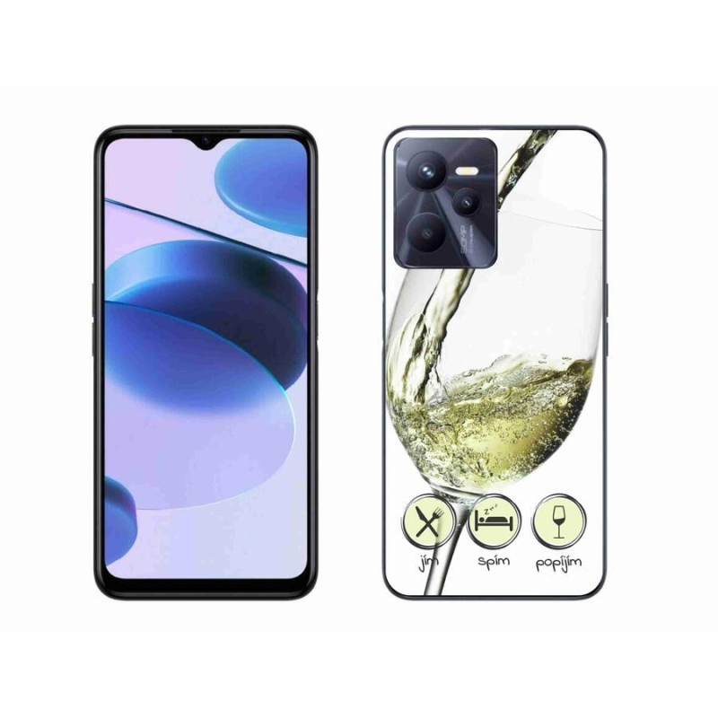 Gelový obal mmCase na mobil Realme C35 - sklenička vína bílé