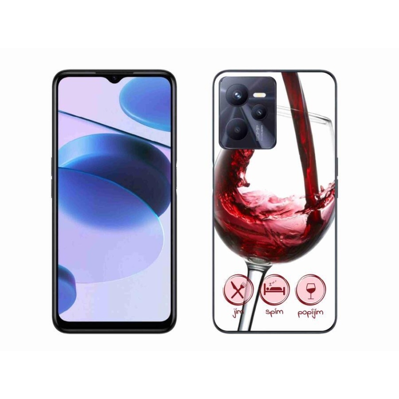 Gelový obal mmCase na mobil Realme C35 - sklenička vína červené