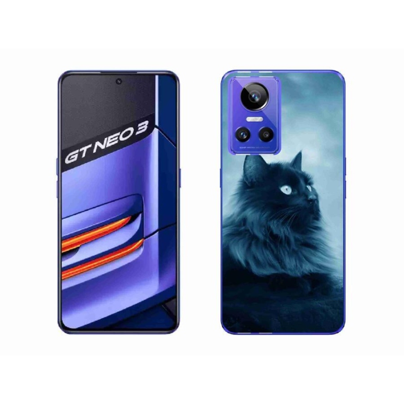 Gelový obal mmCase na mobil Realme GT Neo 3 - černá kočka 1
