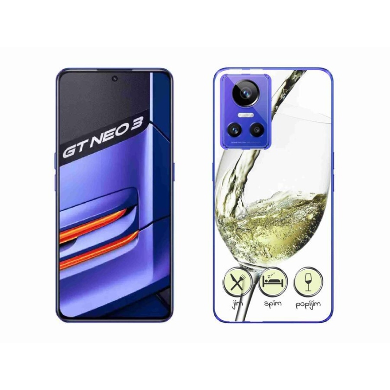 Gelový obal mmCase na mobil Realme GT Neo 3 - sklenička vína bílé