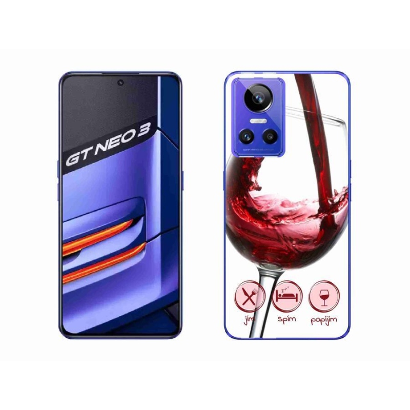 Gelový obal mmCase na mobil Realme GT Neo 3 - sklenička vína červené