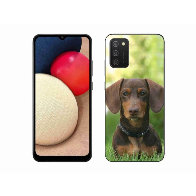 Gelový obal mmCase na mobil Samsung Galaxy A02s (164.2x75.9x9.1mm) - hnědý jezevčík