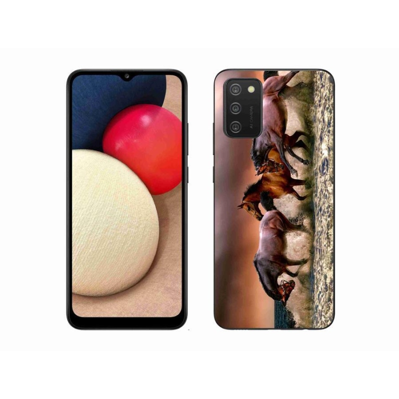 Gelový obal mmCase na mobil Samsung Galaxy A02s (164.2x75.9x9.1mm) - koně 1