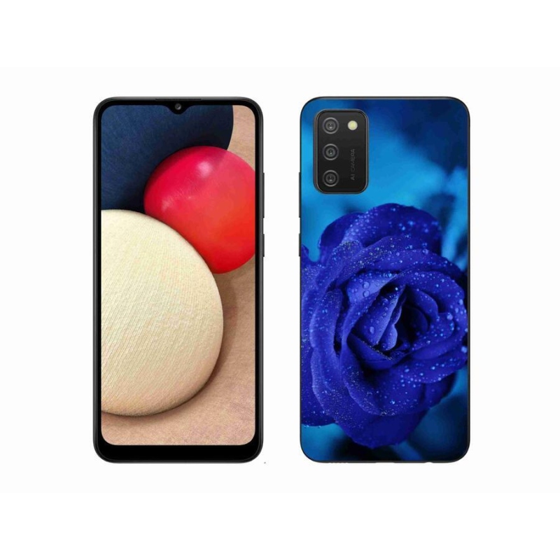Gelový obal mmCase na mobil Samsung Galaxy A02s (164.2x75.9x9.1mm) - modrá růže