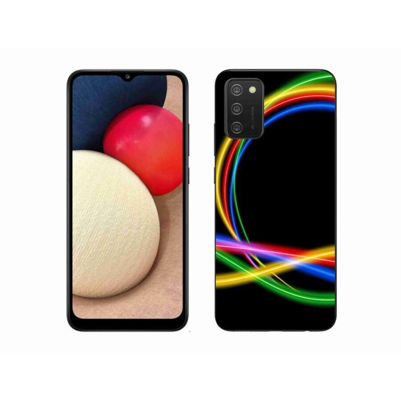 Gelový obal mmCase na mobil Samsung Galaxy A02s (164.2x75.9x9.1mm) - neonové kruhy