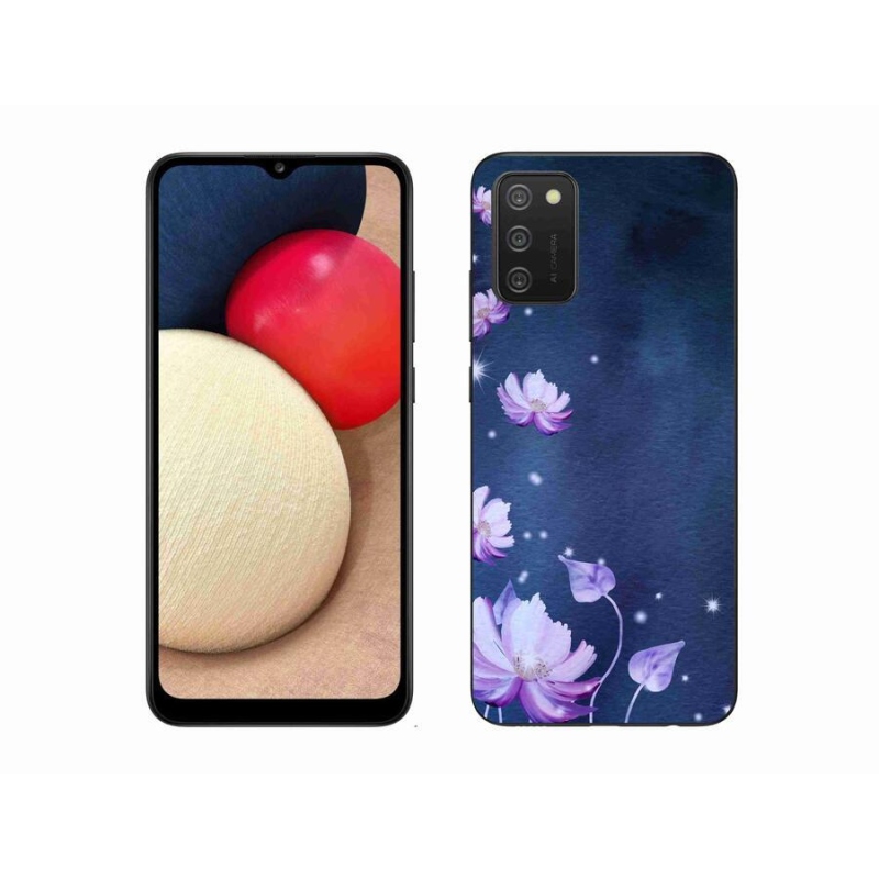Gelový obal mmCase na mobil Samsung Galaxy A02s (164.2x75.9x9.1mm) - padající květy