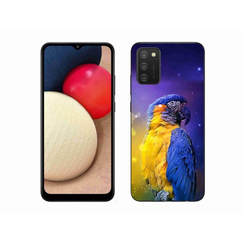 Gelový obal mmCase na mobil Samsung Galaxy A02s (164.2x75.9x9.1mm) - papoušek ara 1