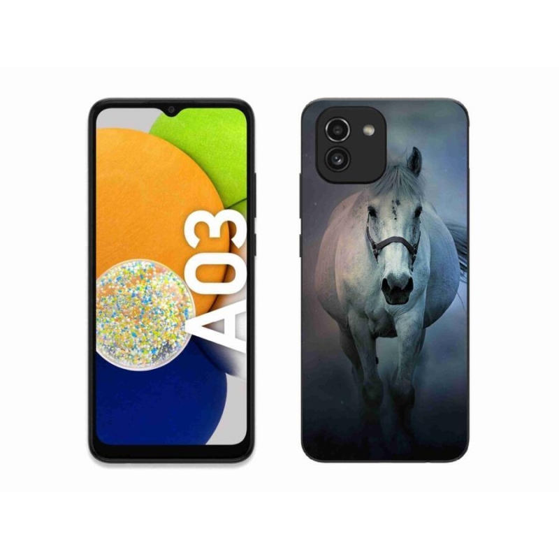 Gelový obal mmCase na mobil Samsung Galaxy A03 - běžící bílý kůň