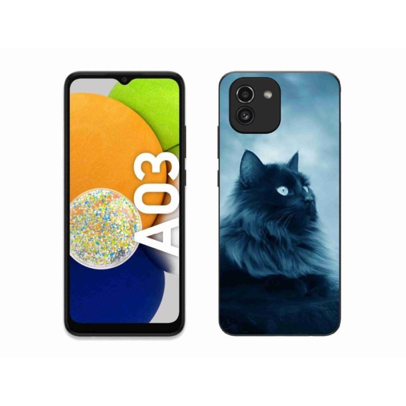 Gelový obal mmCase na mobil Samsung Galaxy A03 - černá kočka 1