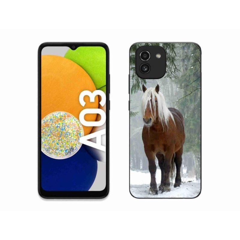 Gelový obal mmCase na mobil Samsung Galaxy A03 - kůň v lese