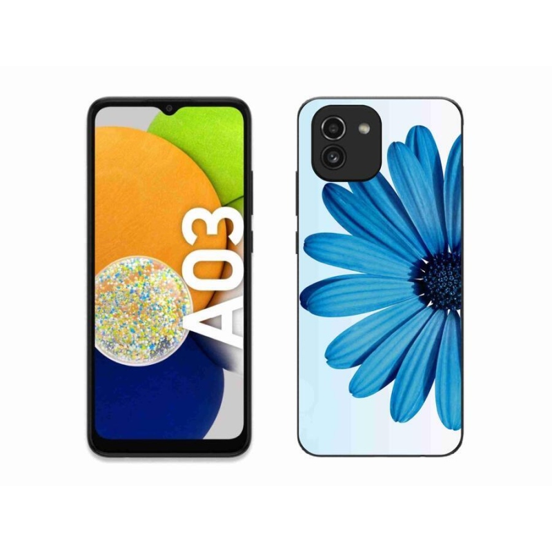 Gelový obal mmCase na mobil Samsung Galaxy A03 - modrá kopretina