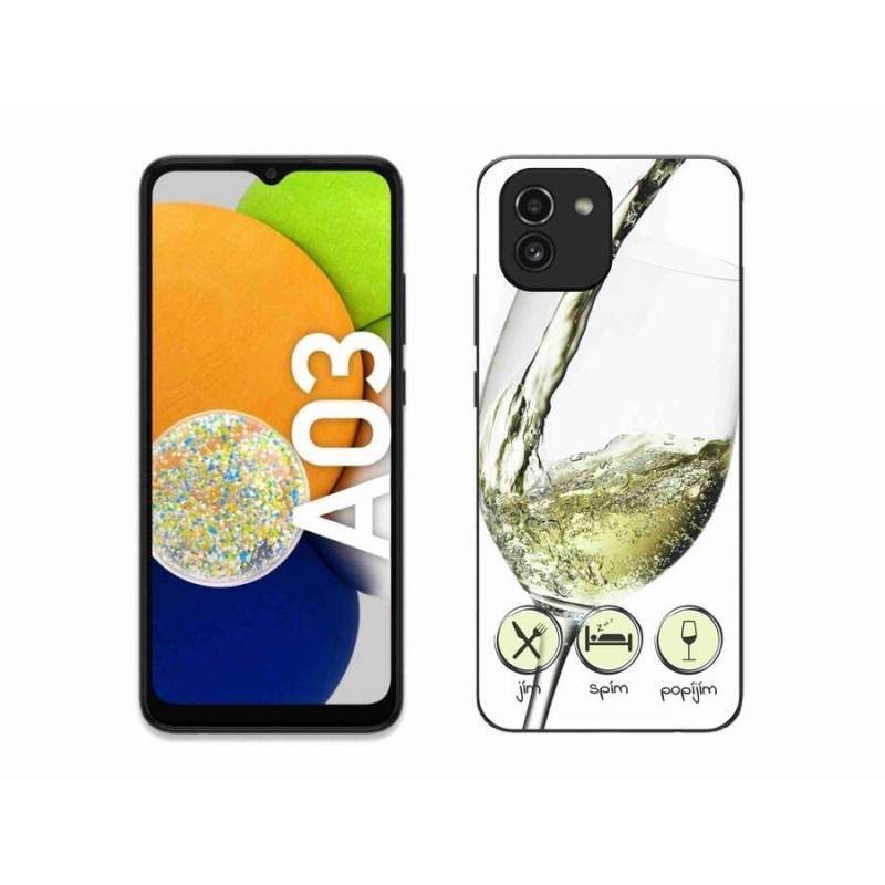Gelový obal mmCase na mobil Samsung Galaxy A03 - sklenička vína bílé