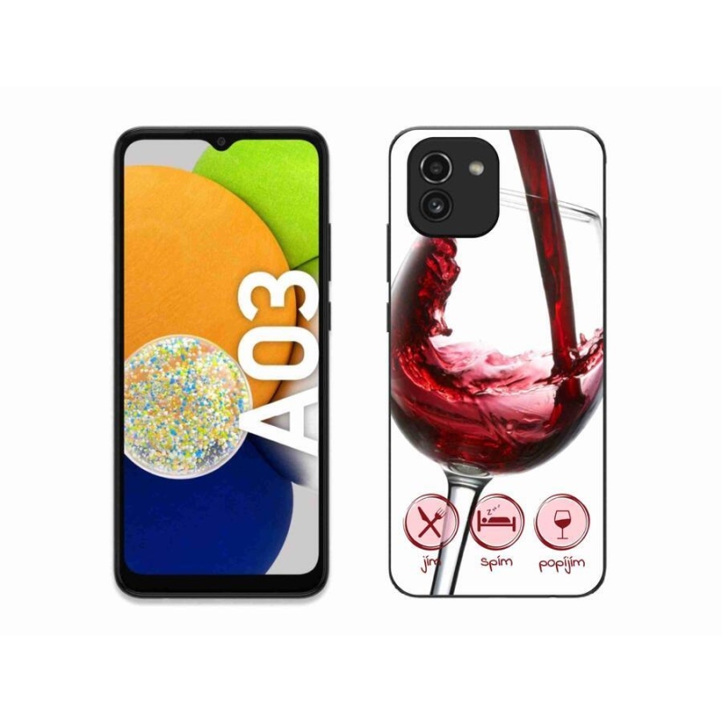 Gelový obal mmCase na mobil Samsung Galaxy A03 - sklenička vína červené