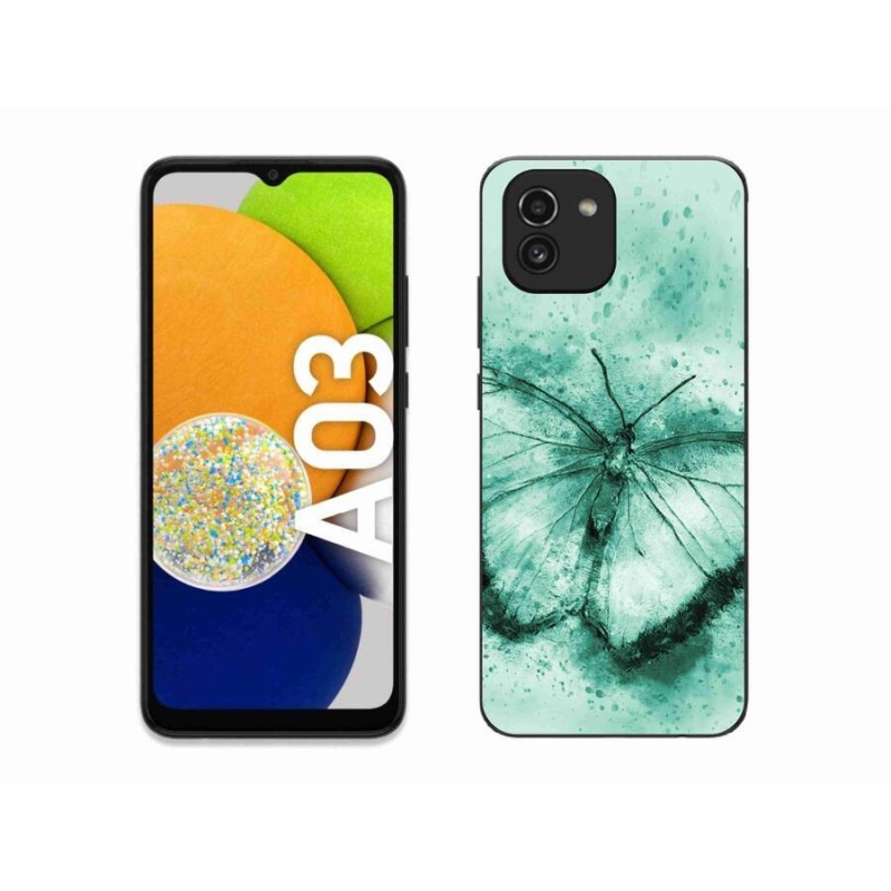 Gelový obal mmCase na mobil Samsung Galaxy A03 - zelený motýl