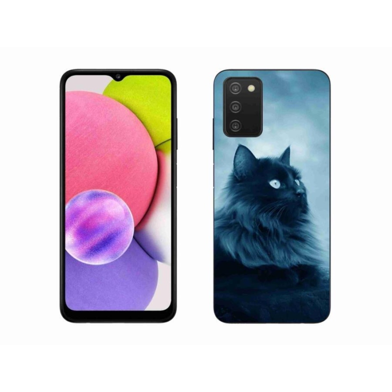 Gelový obal mmCase na mobil Samsung Galaxy A03s (166.6 x 75.9 x 9.1) - černá kočka 1