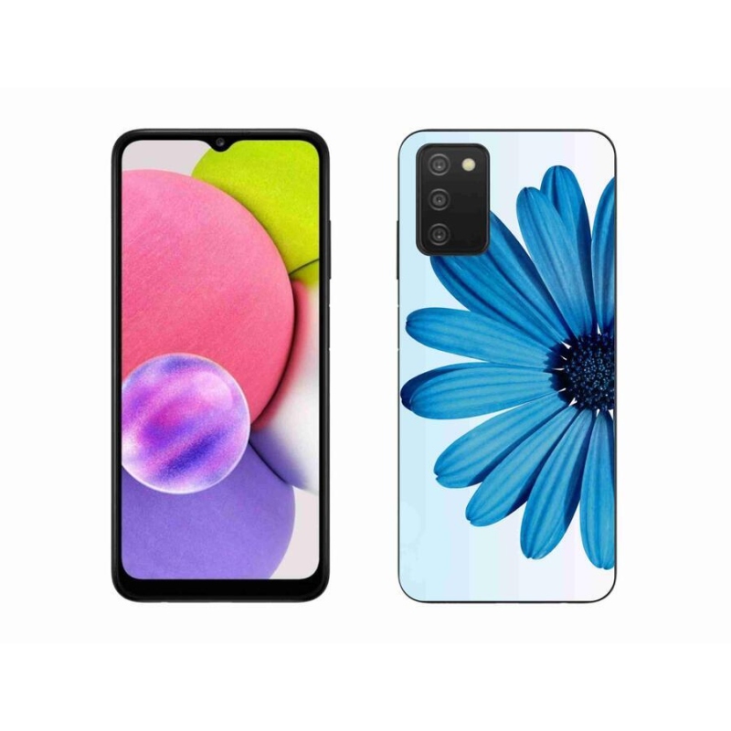 Gelový obal mmCase na mobil Samsung Galaxy A03s (166.6 x 75.9 x 9.1) - modrá kopretina