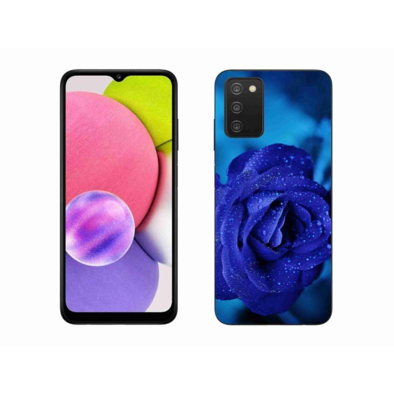 Gelový obal mmCase na mobil Samsung Galaxy A03s (166.6 x 75.9 x 9.1) - modrá růže