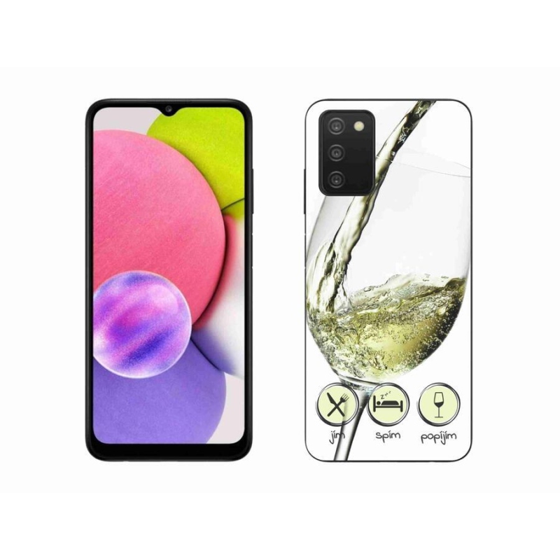 Gelový obal mmCase na mobil Samsung Galaxy A03s (166.6 x 75.9 x 9.1) - sklenička vína bílé