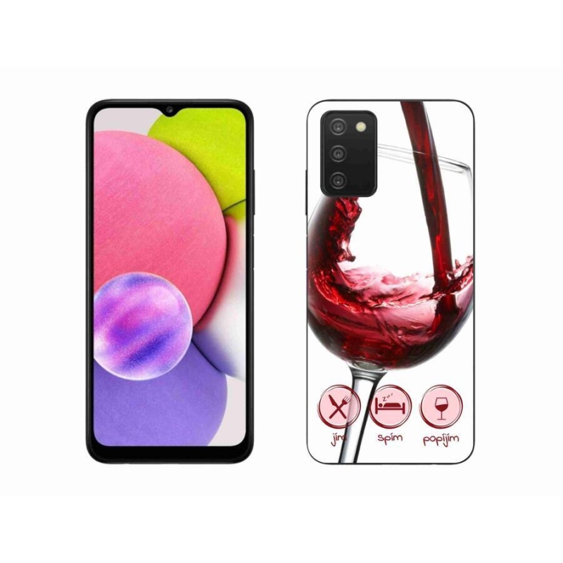 Gelový obal mmCase na mobil Samsung Galaxy A03s (166.6 x 75.9 x 9.1) - sklenička vína červené