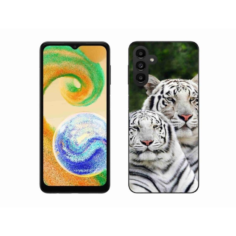 Gelový obal mmCase na mobil Samsung Galaxy A04s (164.7x76.7x9.1mm) - bílí tygři