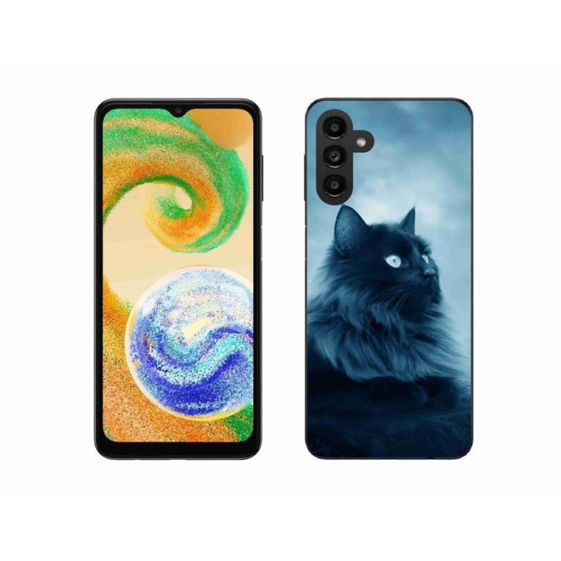 Gelový obal mmCase na mobil Samsung Galaxy A04s (164.7x76.7x9.1mm) - černá kočka 1