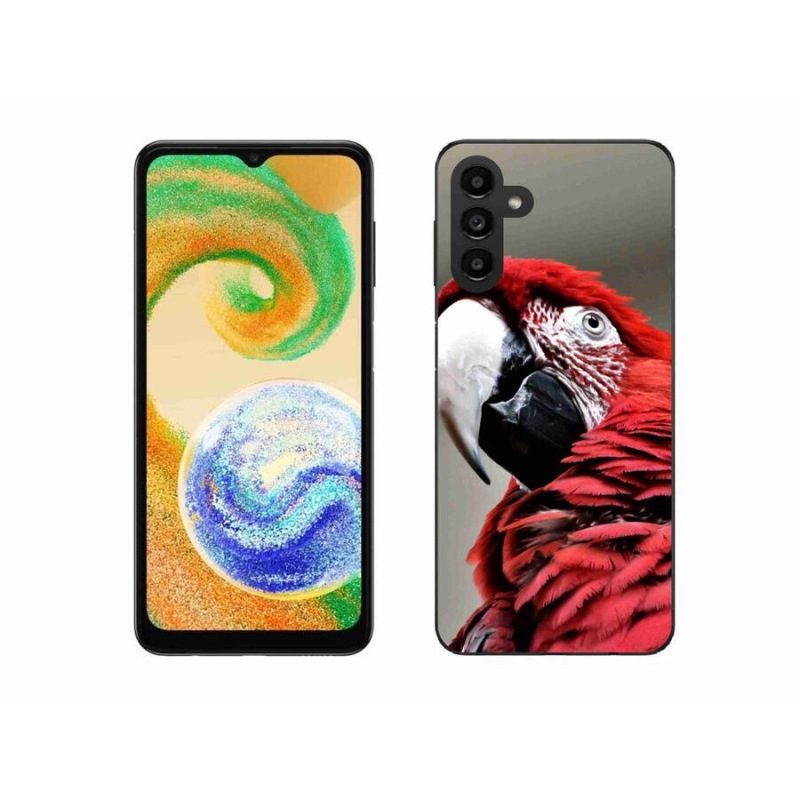 Gelový obal mmCase na mobil Samsung Galaxy A04s (164.7x76.7x9.1mm) - papoušek ara červený