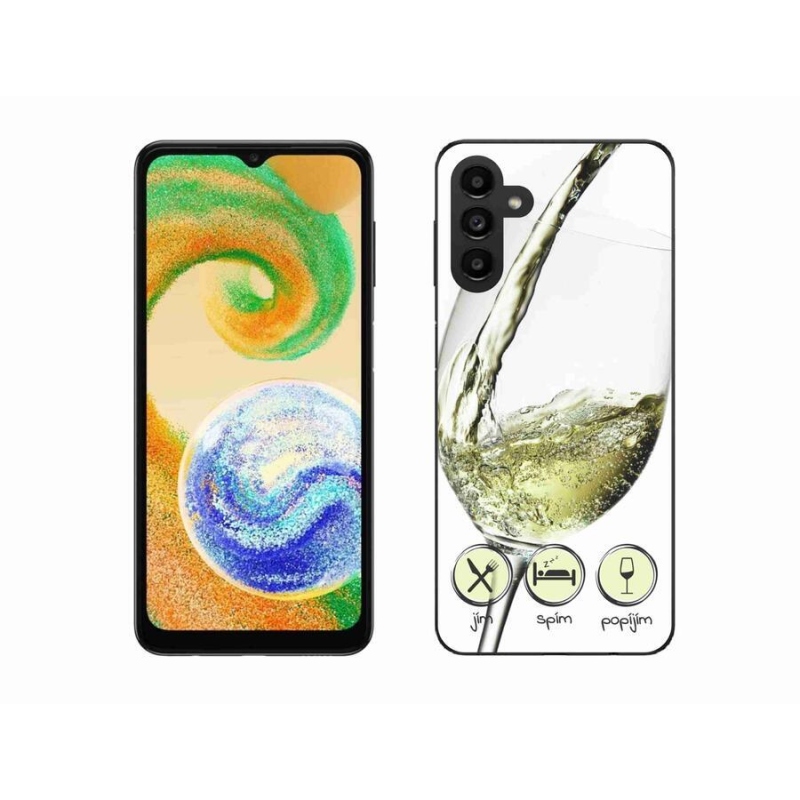 Gelový obal mmCase na mobil Samsung Galaxy A04s (164.7x76.7x9.1mm) - sklenička vína bílé