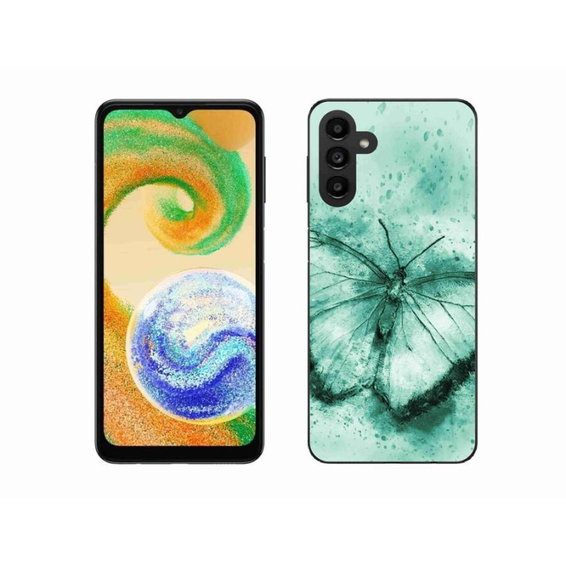 Gelový obal mmCase na mobil Samsung Galaxy A04s (164.7x76.7x9.1mm) - zelený motýl