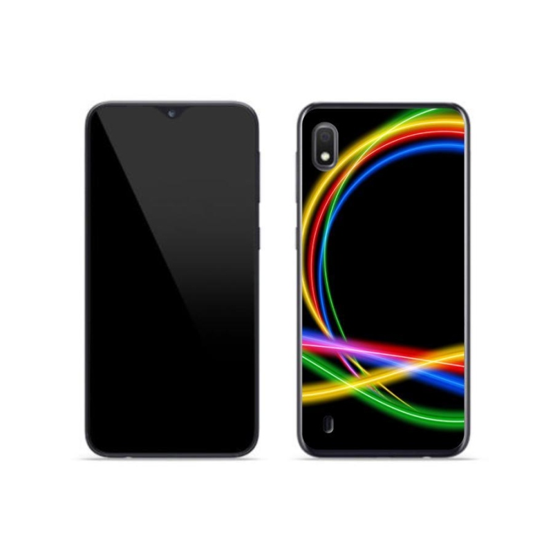 Gelový obal mmCase na mobil Samsung Galaxy A10 - neonové kruhy