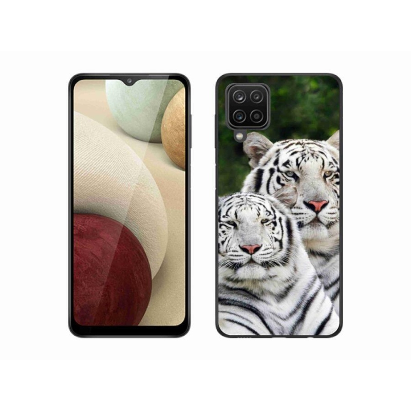 Gelový obal mmCase na mobil Samsung Galaxy A12 - bílí tygři