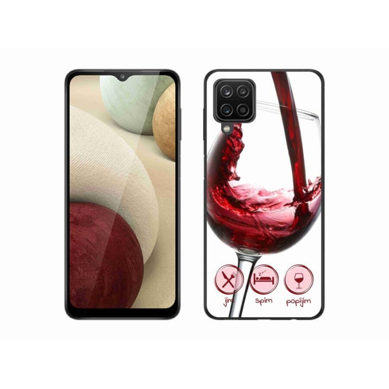 Gelový obal mmCase na mobil Samsung Galaxy A12 - sklenička vína červené