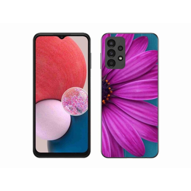 Gelový obal mmCase na mobil Samsung Galaxy A13 4G - fialová kopretina