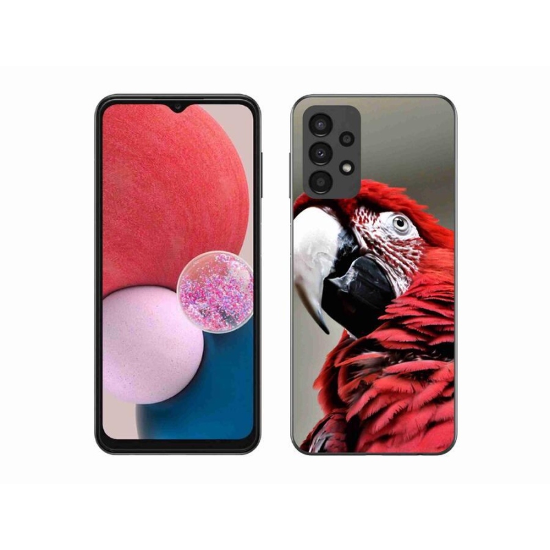 Gelový obal mmCase na mobil Samsung Galaxy A13 4G - papoušek ara červený