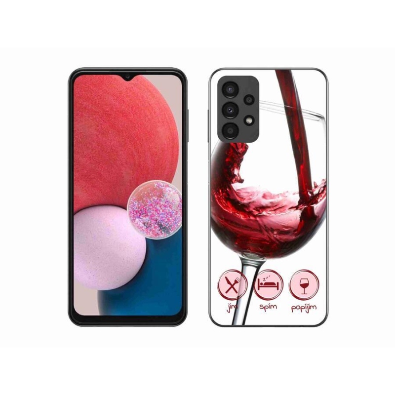 Gelový obal mmCase na mobil Samsung Galaxy A13 4G - sklenička vína červené
