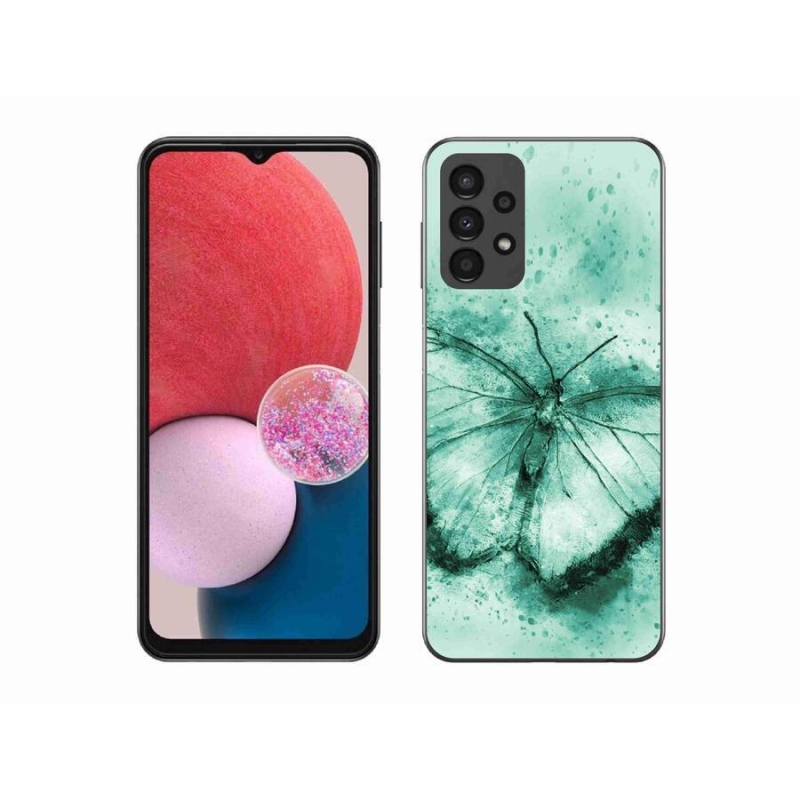 Gelový obal mmCase na mobil Samsung Galaxy A13 4G - zelený motýl