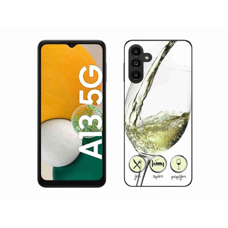 Gelový obal mmCase na mobil Samsung Galaxy A13 5G - sklenička vína bílé
