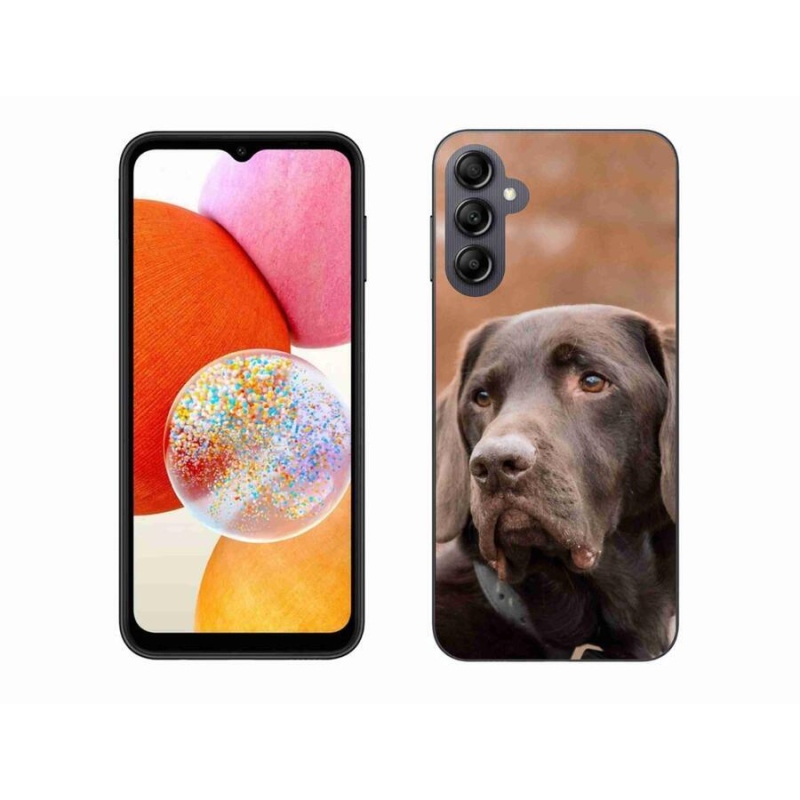 Gelový obal mmCase na mobil Samsung Galaxy A14 4G/5G - hnědý labrador