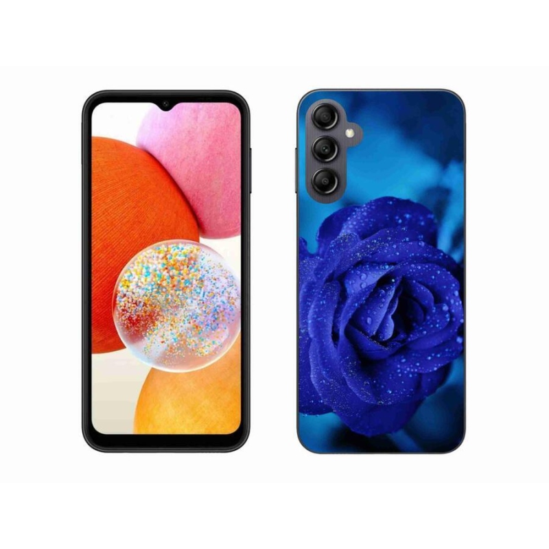 Gelový obal mmCase na mobil Samsung Galaxy A14 4G/5G - modrá růže