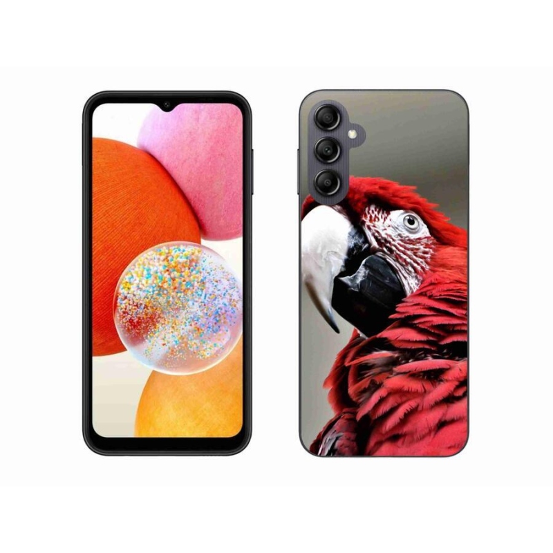 Gelový obal mmCase na mobil Samsung Galaxy A14 4G/5G - papoušek ara červený