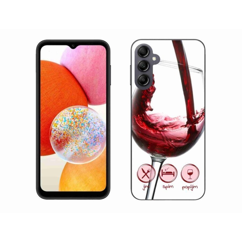 Gelový obal mmCase na mobil Samsung Galaxy A14 4G/5G - sklenička vína červené
